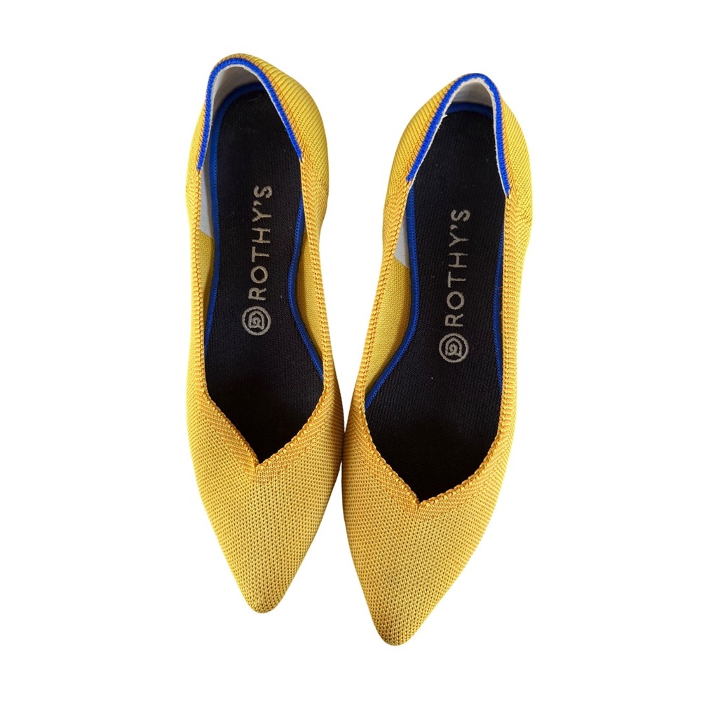 Rothys The Point Flats Marigold Yellow Pointed Toe Washable Shoes Womens 9 - Picture 5 of 10